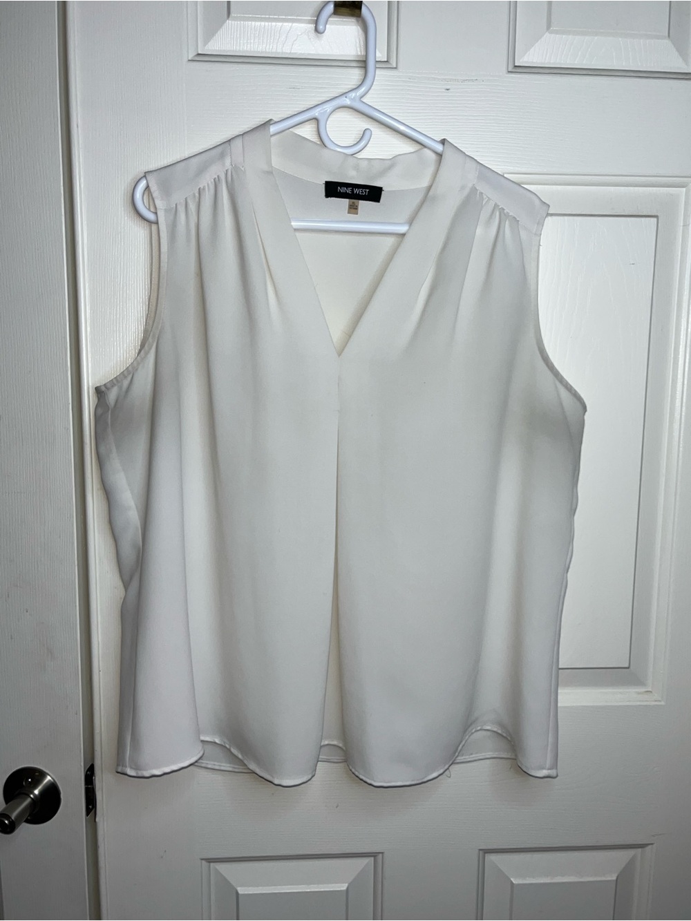 Nine West Cream Sleeveless V-Neck Blouse